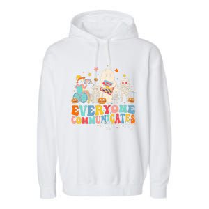 Everyone Communicates Differently Halloween Slp Sped Teacher Garment-Dyed Fleece Hoodie