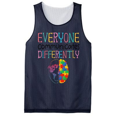 Everyone Communicate Differently Autism Special Ed Teacher Mesh Reversible Basketball Jersey Tank