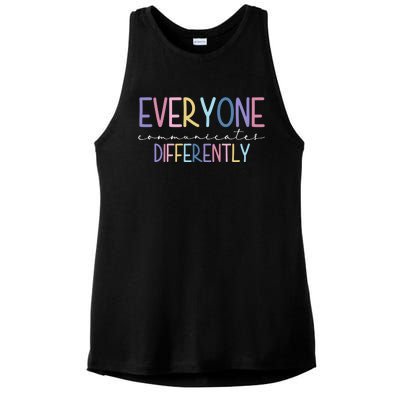 Everyone Communicates Differently Colorful Ladies PosiCharge Tri-Blend Wicking Tank