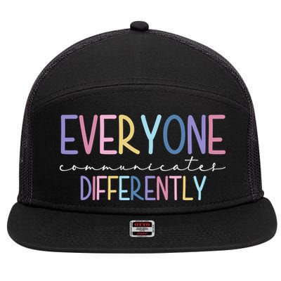 Everyone Communicates Differently Colorful 7 Panel Mesh Trucker Snapback Hat