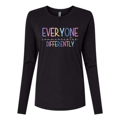 Everyone Communicates Differently Colorful Womens Cotton Relaxed Long Sleeve T-Shirt