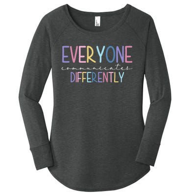 Everyone Communicates Differently Colorful Women's Perfect Tri Tunic Long Sleeve Shirt