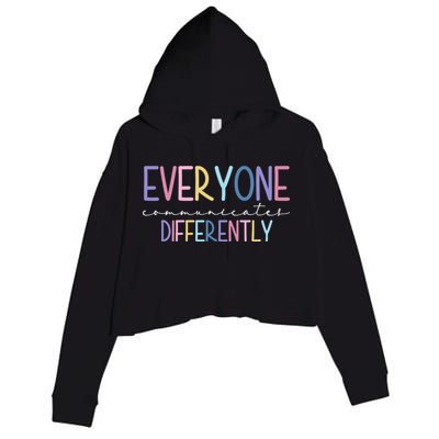 Everyone Communicates Differently Colorful Crop Fleece Hoodie