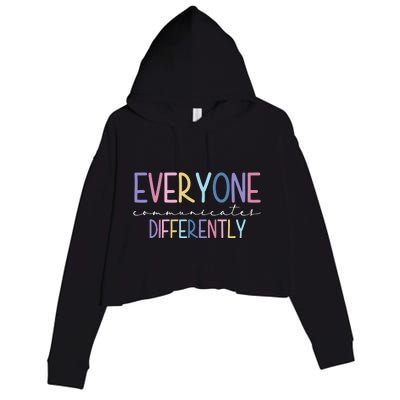 Everyone Communicates Differently Colorful Crop Fleece Hoodie