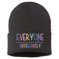 Everyone Communicates Differently Colorful Sustainable Knit Beanie