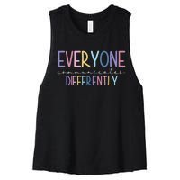 Everyone Communicates Differently Colorful Women's Racerback Cropped Tank