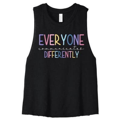 Everyone Communicates Differently Colorful Women's Racerback Cropped Tank