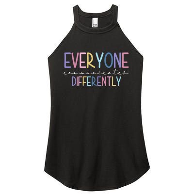 Everyone Communicates Differently Colorful Women’s Perfect Tri Rocker Tank