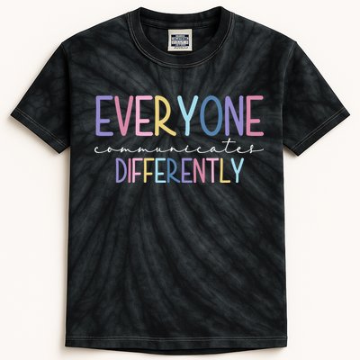 Everyone Communicates Differently Colorful Kids Tie-Dye T-Shirt