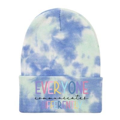 Everyone Communicates Differently Colorful Tie Dye 12in Knit Beanie