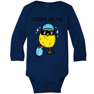 Easter Chicks Dig Me Cute Boy Teens Baby Long Sleeve Bodysuit