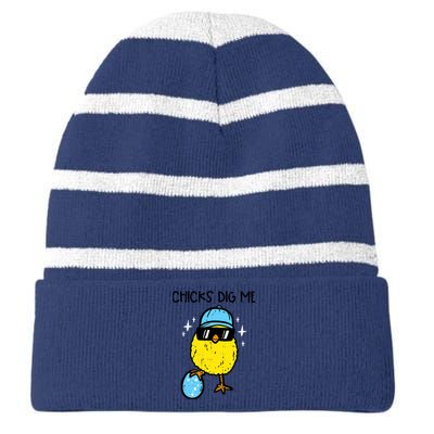 Easter Chicks Dig Me Cute Boy Teens Striped Beanie with Solid Band