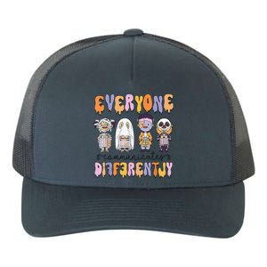 Everyone Communicate Differently Speech Therapy Halloween Yupoong Adult 5-Panel Trucker Hat