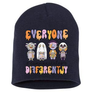 Everyone Communicate Differently Speech Therapy Halloween Short Acrylic Beanie