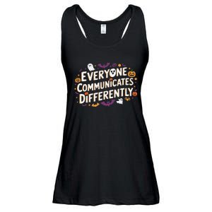 Everyone Communicates Differently Speech Therapy Halloween Ladies Essential Flowy Tank