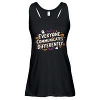 Everyone Communicates Differently Speech Therapy Halloween Ladies Essential Flowy Tank