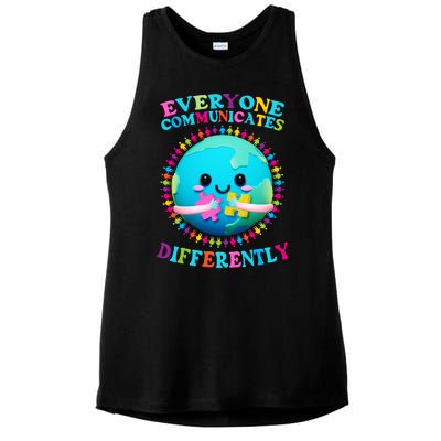 Everyone Communicated Differently Autism Awareness Acceptance Ladies PosiCharge Tri-Blend Wicking Tank