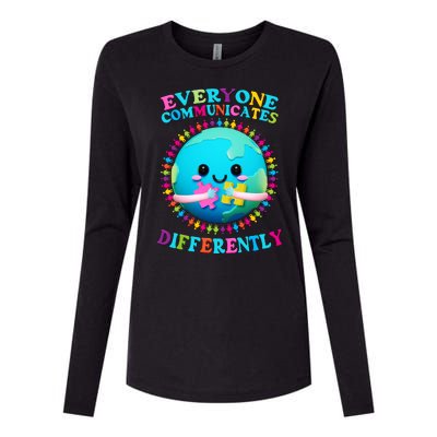 Everyone Communicated Differently Autism Awareness Acceptance Womens Cotton Relaxed Long Sleeve T-Shirt