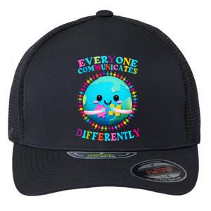 Everyone Communicated Differently Autism Awareness Acceptance Flexfit Unipanel Trucker Cap