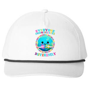 Everyone Communicated Differently Autism Awareness Acceptance Snapback Five-Panel Rope Hat