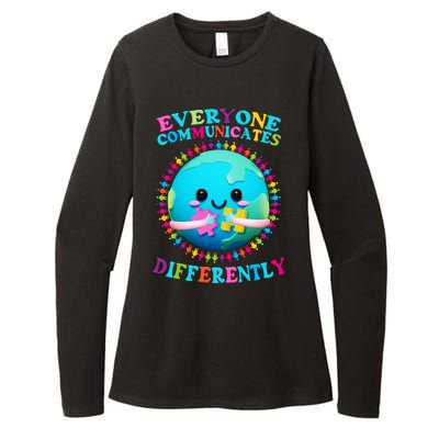 Everyone Communicated Differently Autism Awareness Acceptance Womens CVC Long Sleeve Shirt