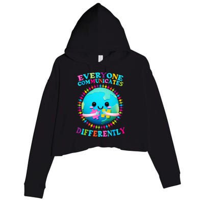 Everyone Communicated Differently Autism Awareness Acceptance Crop Fleece Hoodie