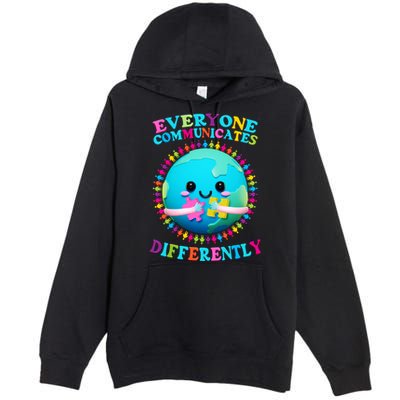 Everyone Communicated Differently Autism Awareness Acceptance Premium Pullover Hoodie