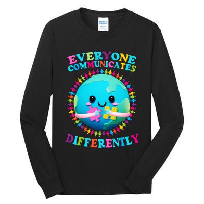 Everyone Communicated Differently Autism Awareness Acceptance Tall Long Sleeve T-Shirt