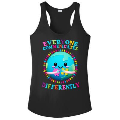 Everyone Communicated Differently Autism Awareness Acceptance Ladies PosiCharge Competitor Racerback Tank