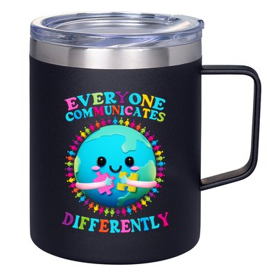 Everyone Communicated Differently Autism Awareness Acceptance 12oz Stainless Steel Coffee Mug