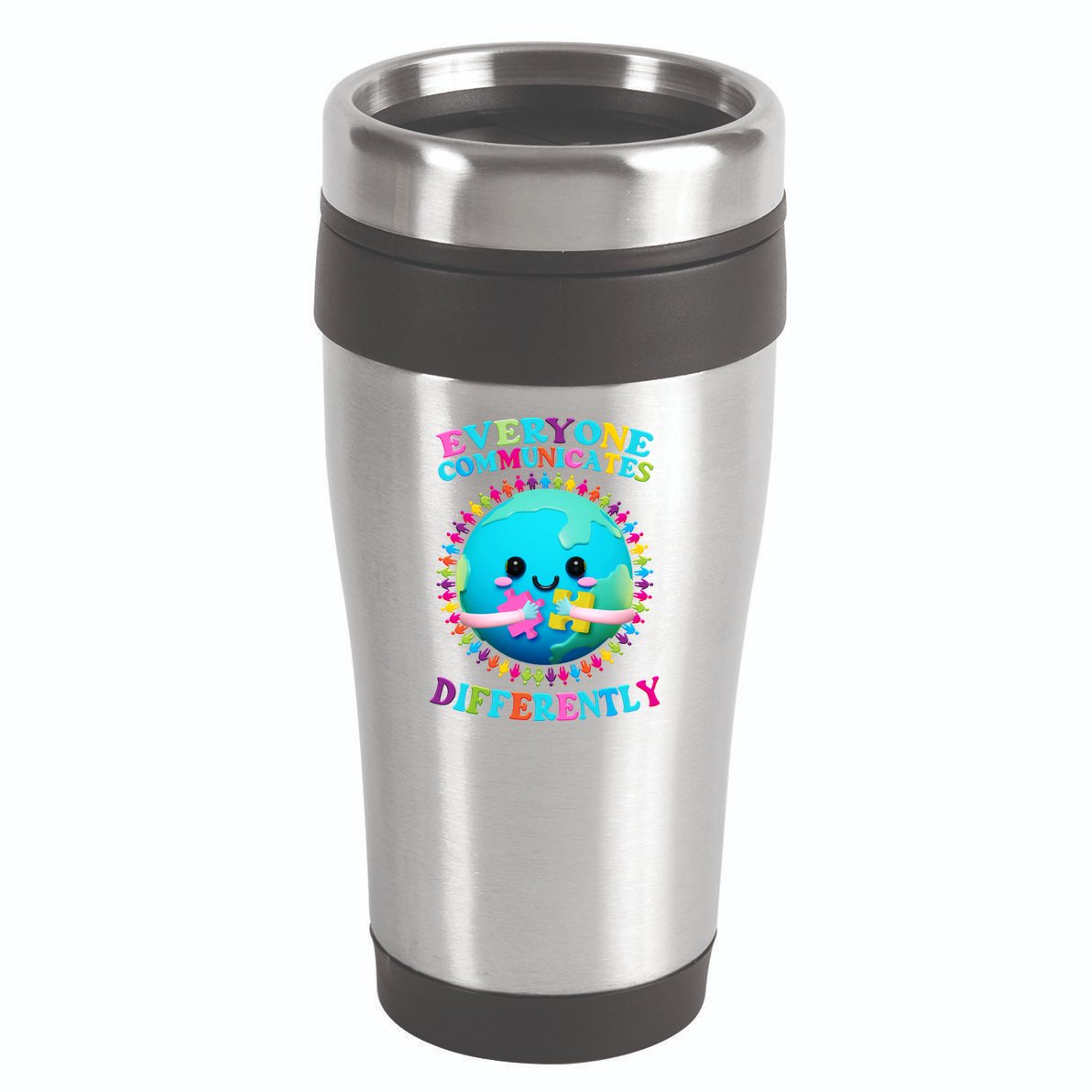 Everyone Communicated Differently Autism Awareness Acceptance 16oz Travel Tumbler
