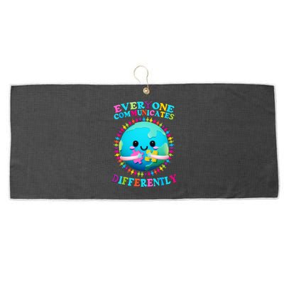 Everyone Communicated Differently Autism Awareness Acceptance Large Microfiber Waffle Golf Towel