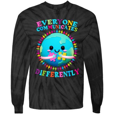 Everyone Communicated Differently Autism Awareness Acceptance Tie-Dye Long Sleeve Shirt