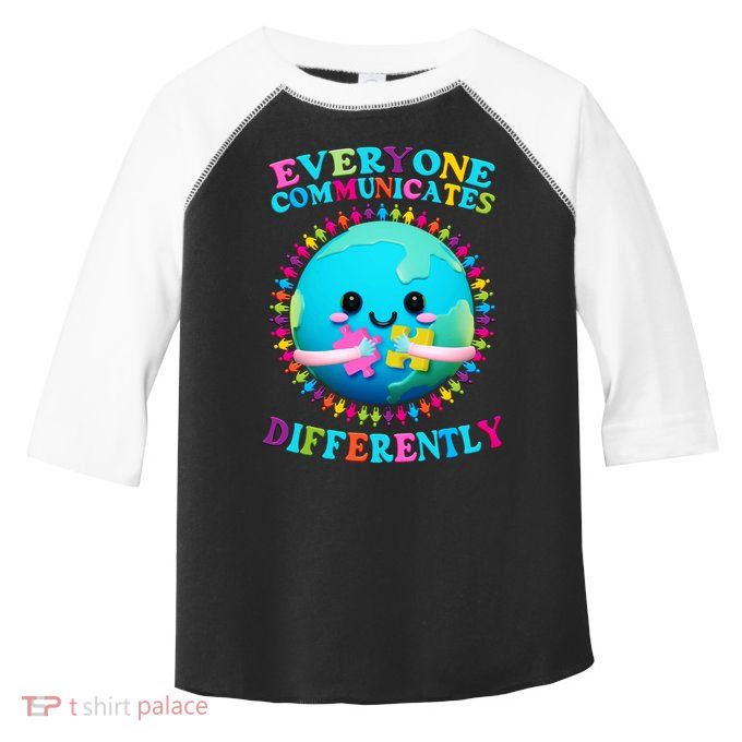 Everyone Communicated Differently Autism Awareness Acceptance Toddler Fine Jersey T-Shirt