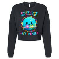 Everyone Communicated Differently Autism Awareness Acceptance Cropped Pullover Crew