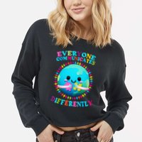 Everyone Communicated Differently Autism Awareness Acceptance Cropped Pullover Crew