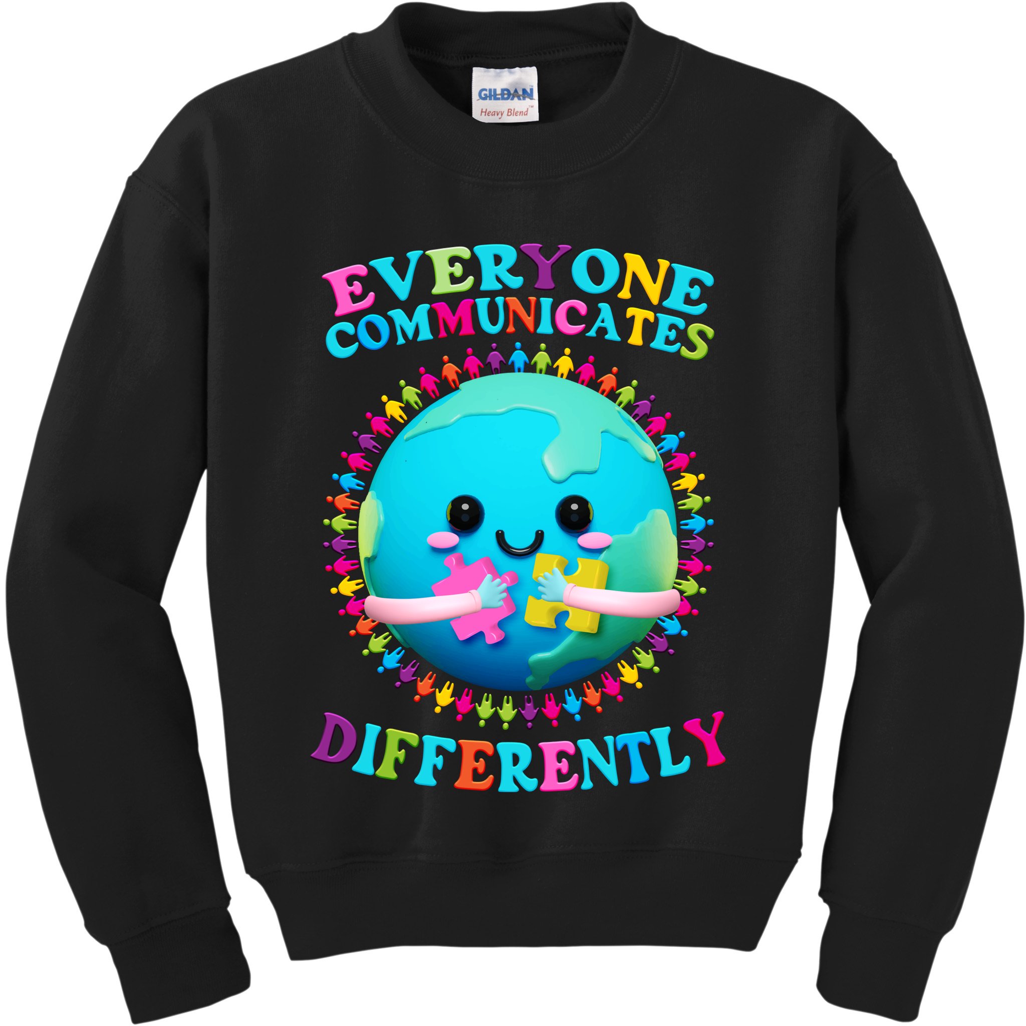 Everyone Communicated Differently Autism Awareness Acceptance Kids Sweatshirt