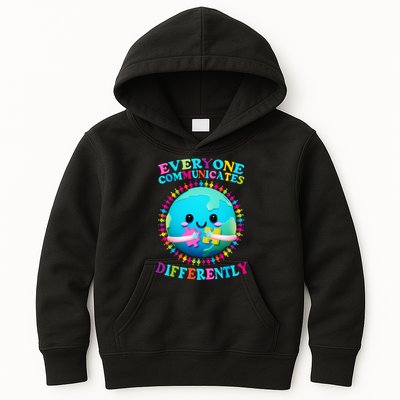Everyone Communicated Differently Autism Awareness Acceptance Kids Hoodie