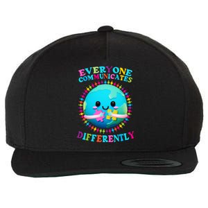 Everyone Communicated Differently Autism Awareness Acceptance Wool Snapback Cap