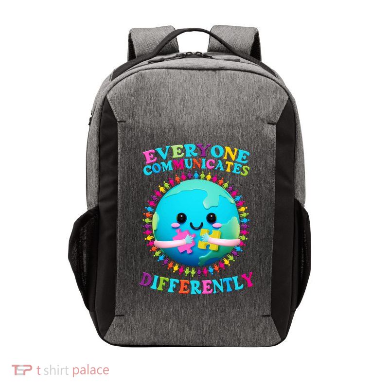 Everyone Communicated Differently Autism Awareness Acceptance Vector Backpack