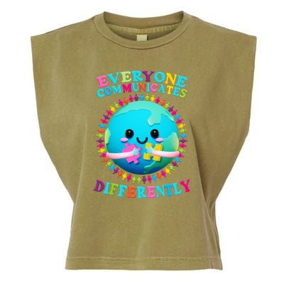 Everyone Communicated Differently Autism Awareness Acceptance Garment-Dyed Women's Muscle Tee