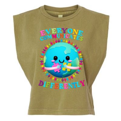 Everyone Communicated Differently Autism Awareness Acceptance Garment-Dyed Women's Muscle Tee