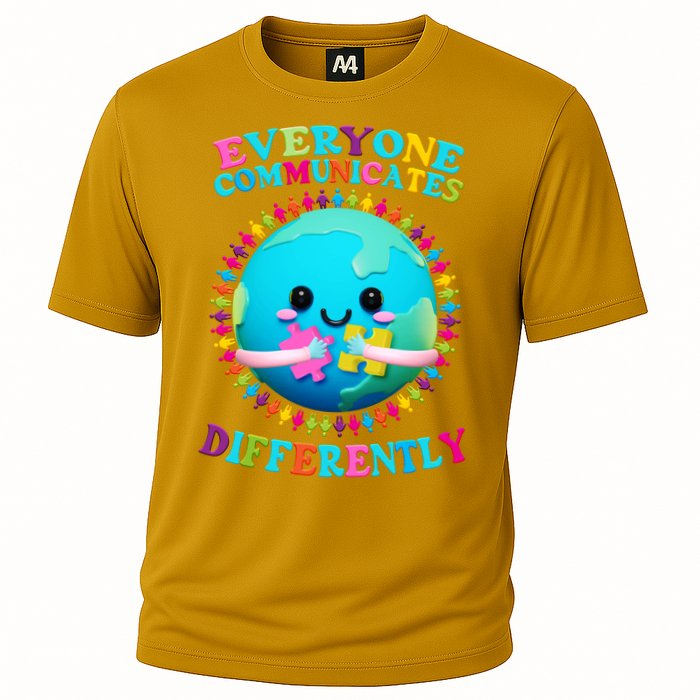 Everyone Communicated Differently Autism Awareness Acceptance Cooling Performance Crew T-Shirt