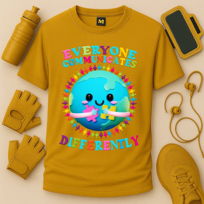Everyone Communicated Differently Autism Awareness Acceptance Cooling Performance Crew T-Shirt
