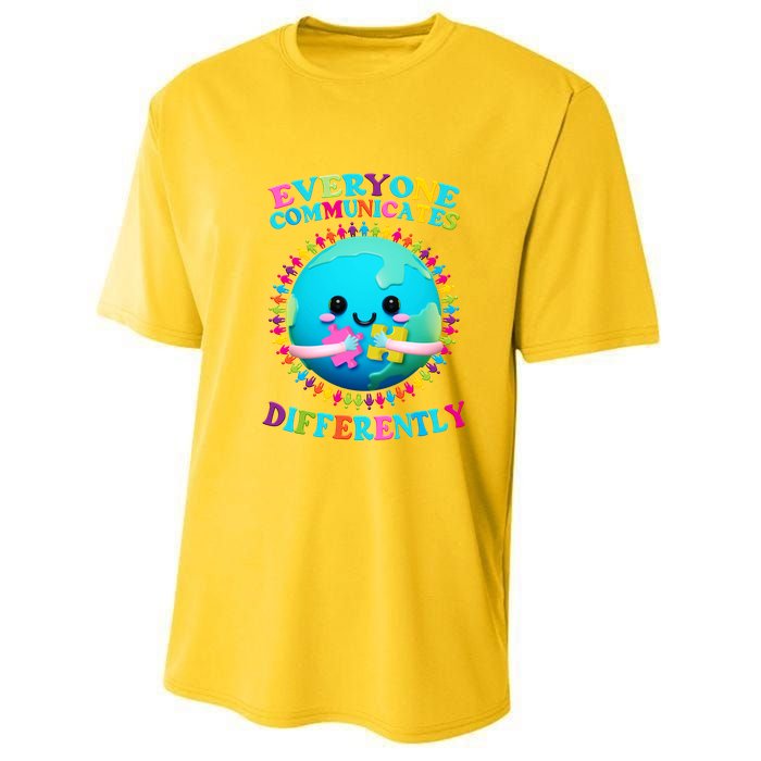 Everyone Communicated Differently Autism Awareness Acceptance Youth Performance Sprint T-Shirt