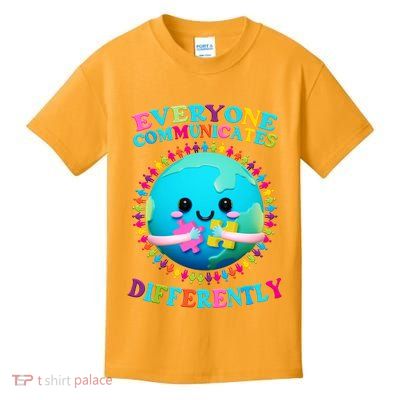 Everyone Communicated Differently Autism Awareness Acceptance Kids T-Shirt