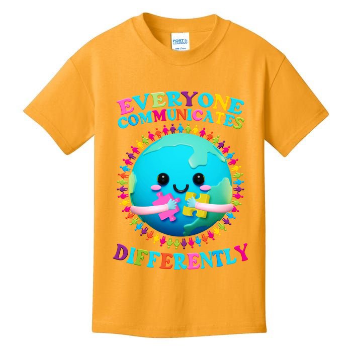 Everyone Communicated Differently Autism Awareness Acceptance Kids T-Shirt