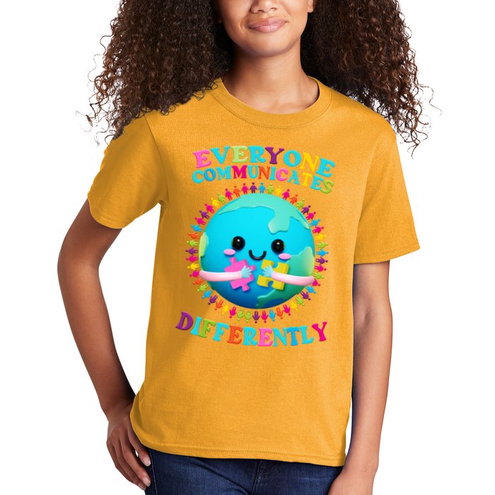 Everyone Communicated Differently Autism Awareness Acceptance Kids T-Shirt
