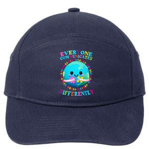 Everyone Communicated Differently Autism Awareness Acceptance 7-Panel Snapback Hat