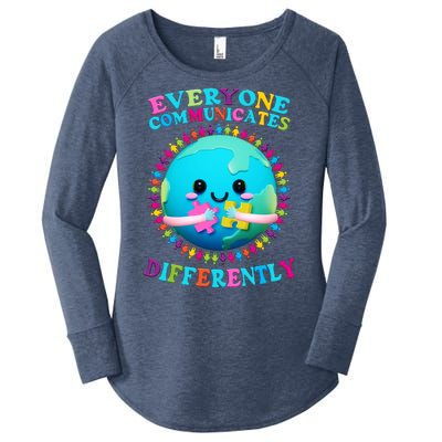 Everyone Communicated Differently Autism Awareness Acceptance Women's Perfect Tri Tunic Long Sleeve Shirt